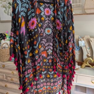 Floral Kimono with Tassels
